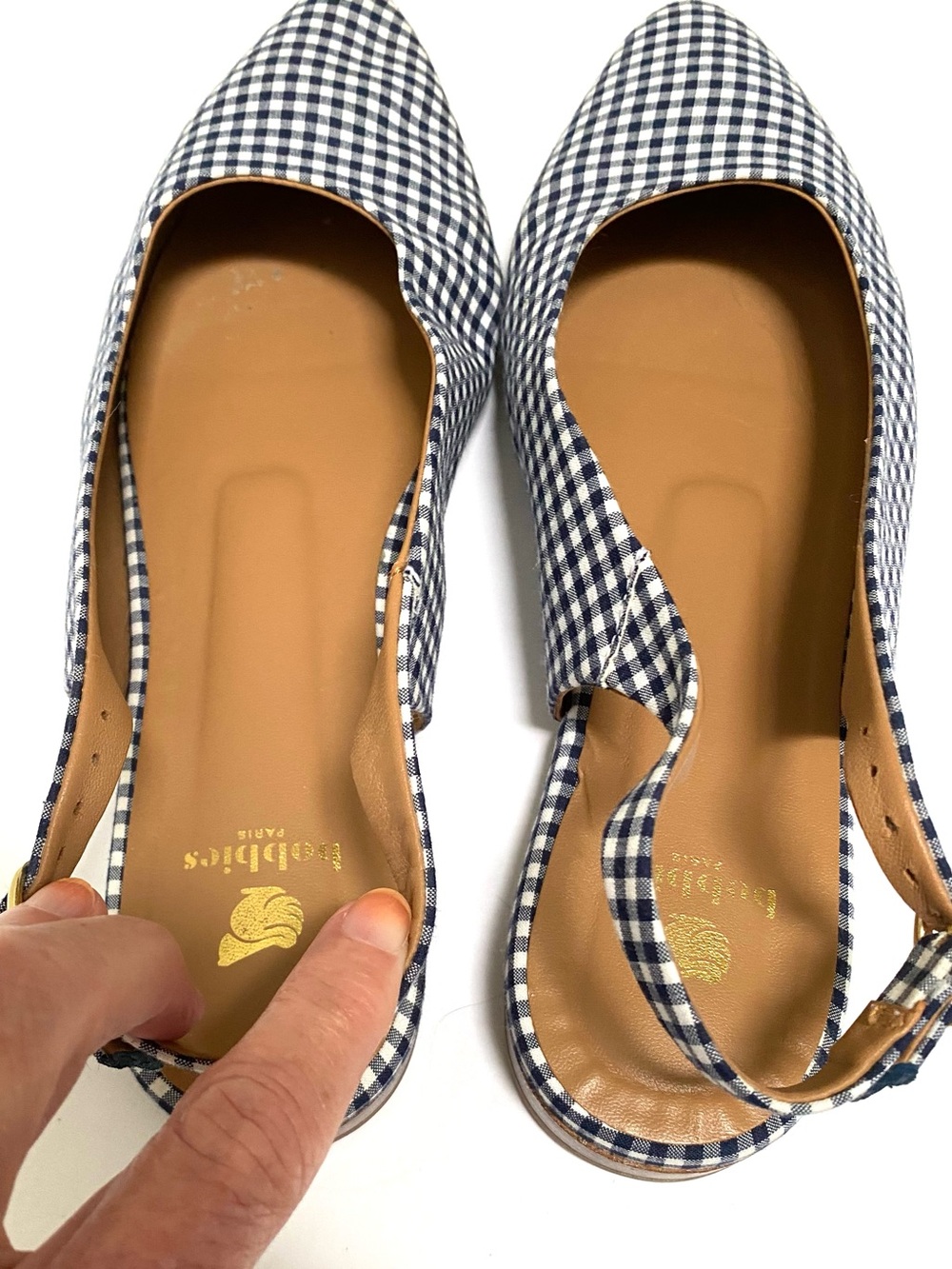 Bobbies Paris Paige Navy Gingham Slingback Flats - Picture 3 of 6